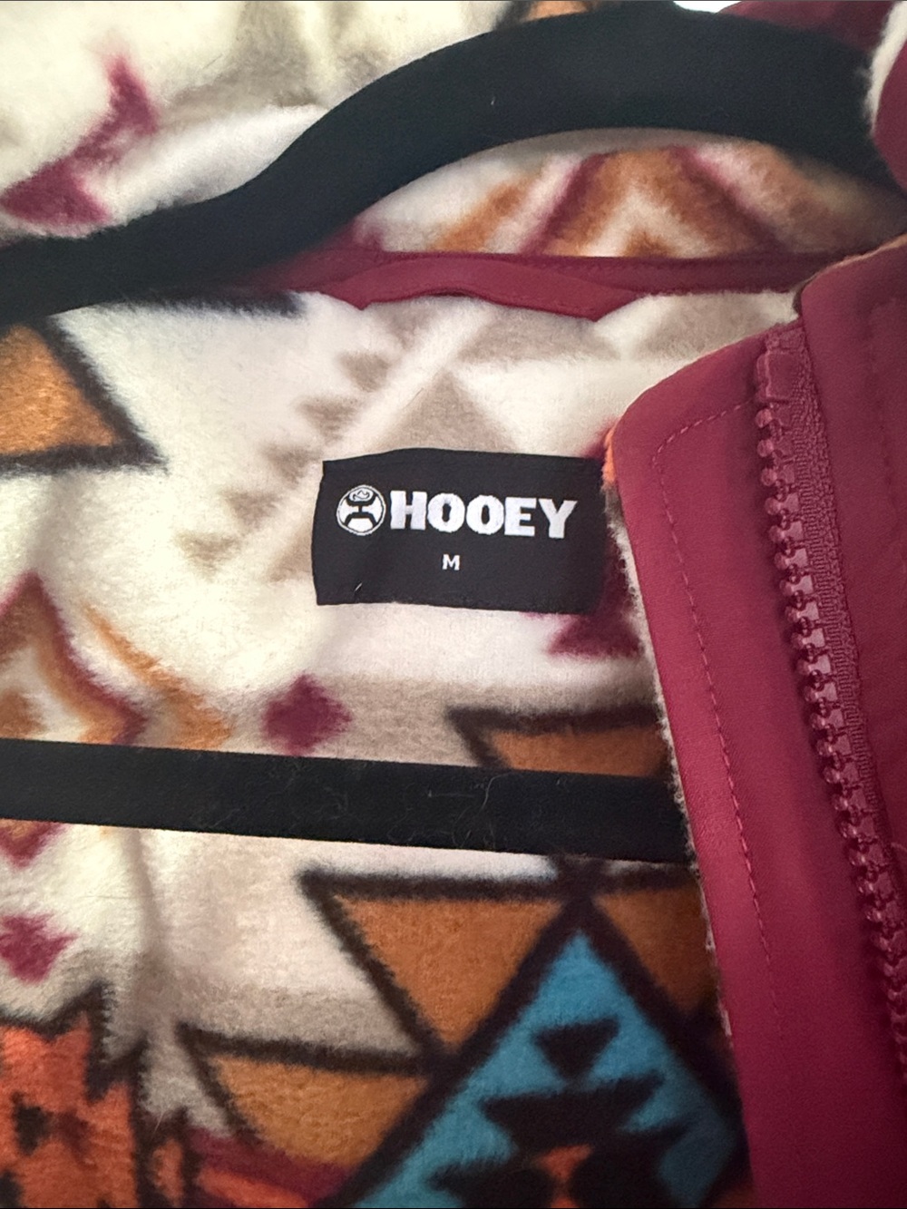 Hooey Maroon & Aztec Print Fleece Jacket - Picture 2 of 3